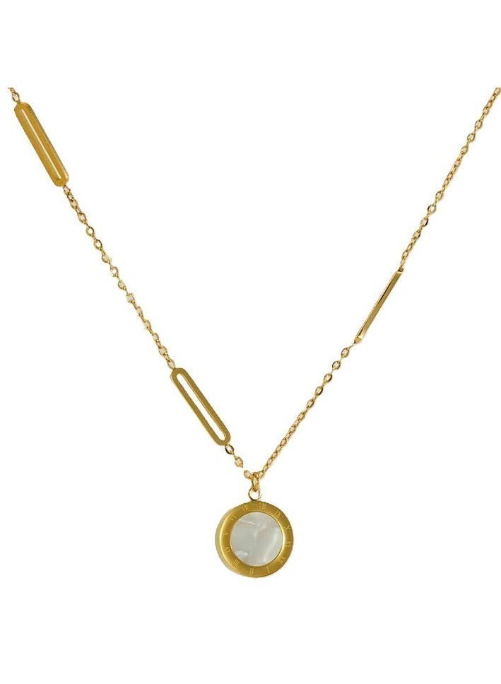 AMETOER Elegant Stainsteel 18K Gold Plated Pendant Necklace for Women – Modern Paperclip Chain, Minimalist Jewelry for Casual and Formal Wear - Image 2